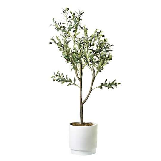 American Art Decor 4ft. Olive Tree in White Ceramic Pot